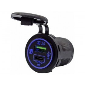 IC-266C-6 PANO TİP İKİLİ USB 3.0+TYPE-C SOKET MAVİ LEDLİ  (BUTONLU)