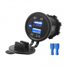 IC-266C-1 PANO TİP İKİLİ USB 4.2A (MAVİ LEDLİ)
